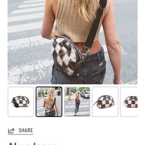 Bed Stu Black and White Checkered Crossbody Bag